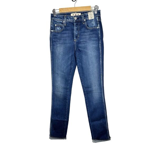 NWT AMO Darlin Jeans 26 High Rise Slim Fit Cuffed Leg Button Fly Sweetheart Wash - Picture 1 of 12